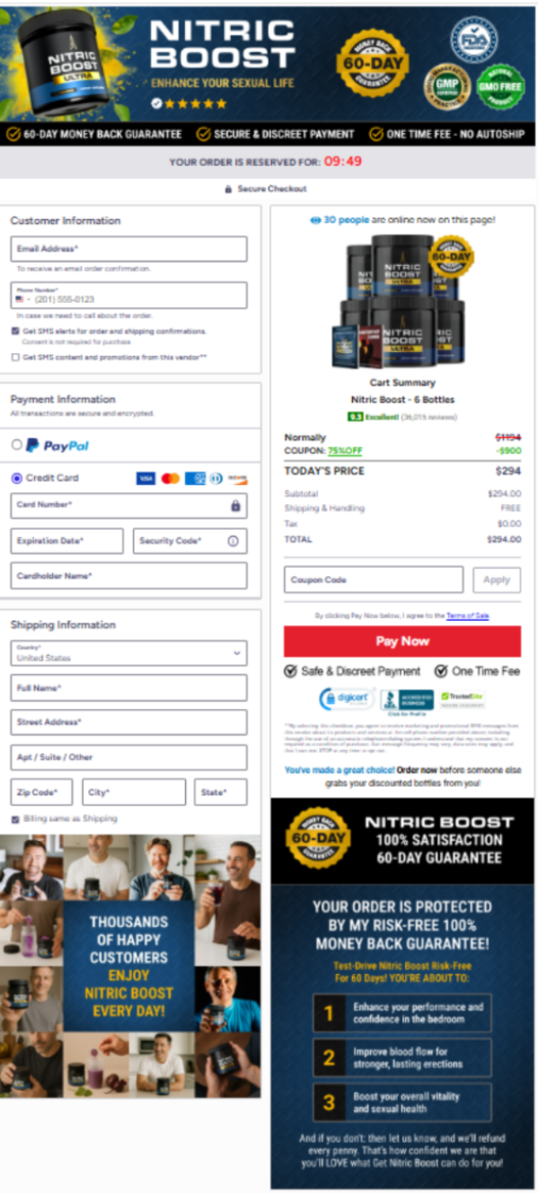 Nitric Boost secure checkout badge showing safe payment, trust, and risk-free purchase for customers